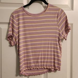 Wild Fable Purple Yellow Horizontal Stripe Crop Top